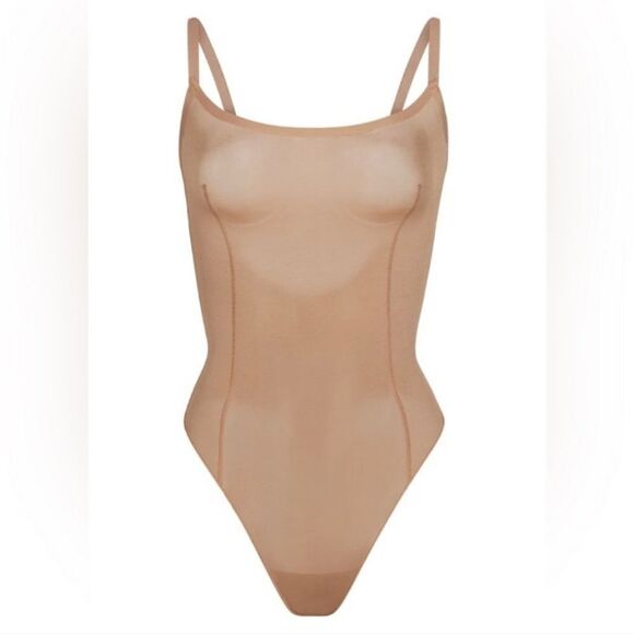 Skims Sheer Sculpt Square Neck Low Back Thong Bodysuit color sienna size 2X NWT - Picture 3 of 5